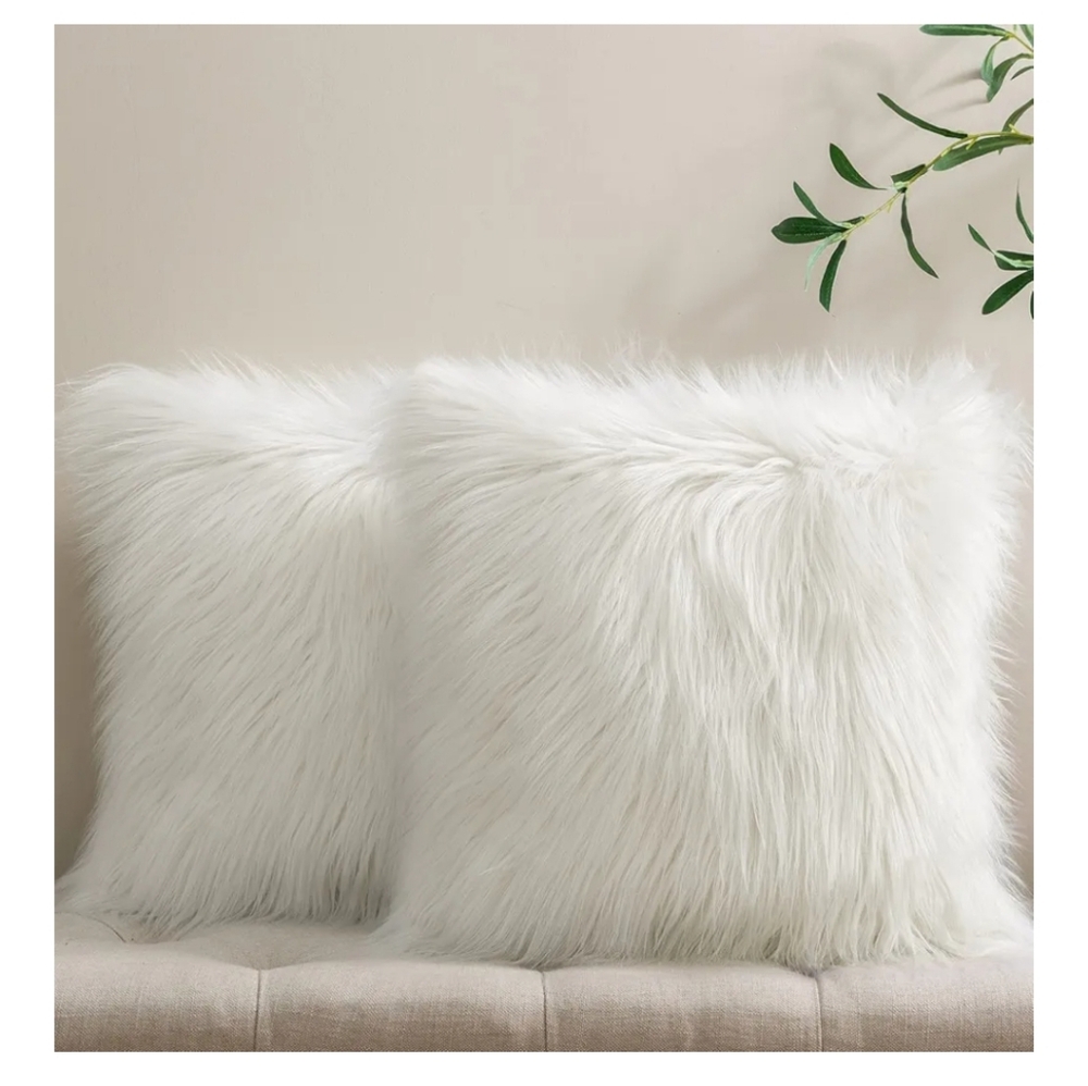 White Faux Fur Throw Pillow Covers Like New Set Of 2!